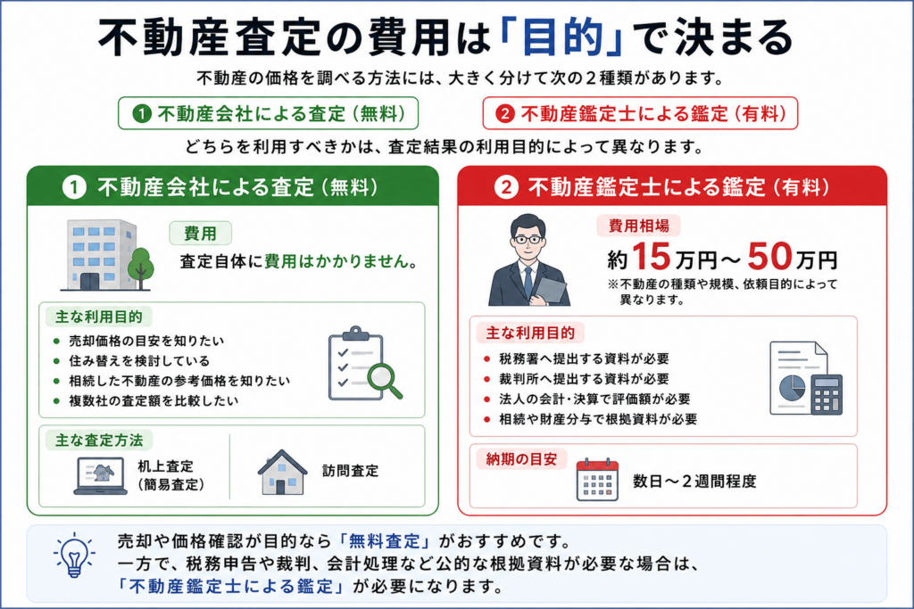 不動産の費用は目的で決まることを示す画像